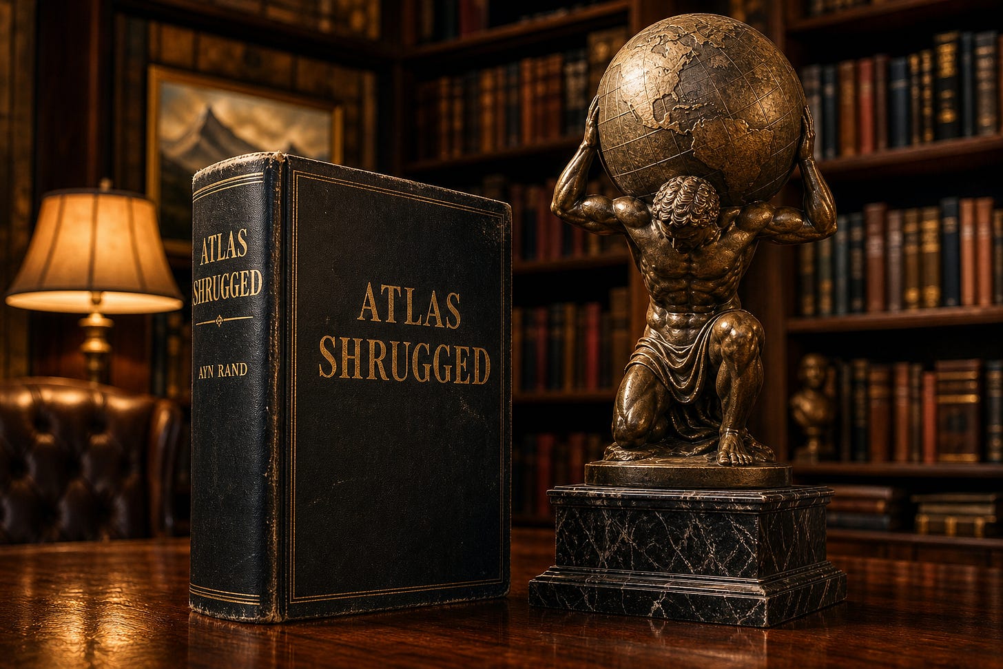 Book Atlas Shrugged with statue Book Atlas Shrugged with statue