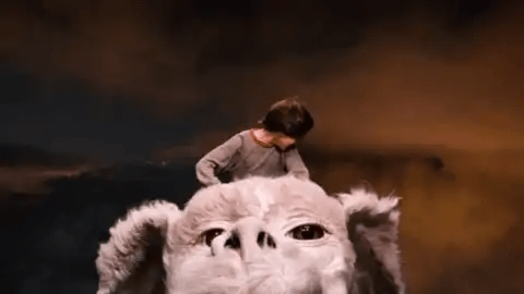 Bastian riding Falkor in The Neverending Story Bastian riding Falkor in The Neverending Story