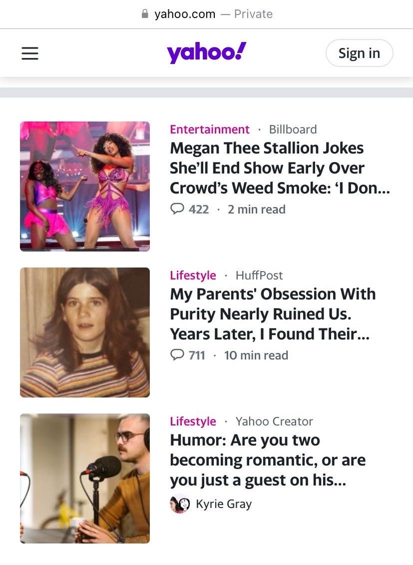 A screenshot of Yahoo! With my article included in the links. A screenshot of Yahoo! With my article included in the links.