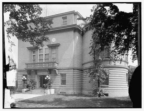 Three exterior images of The Congressional Club in Washington, D.C. The building is a beige stone color designed in the beaux-arts style wiht a square, three-story structure next to a domed annex.