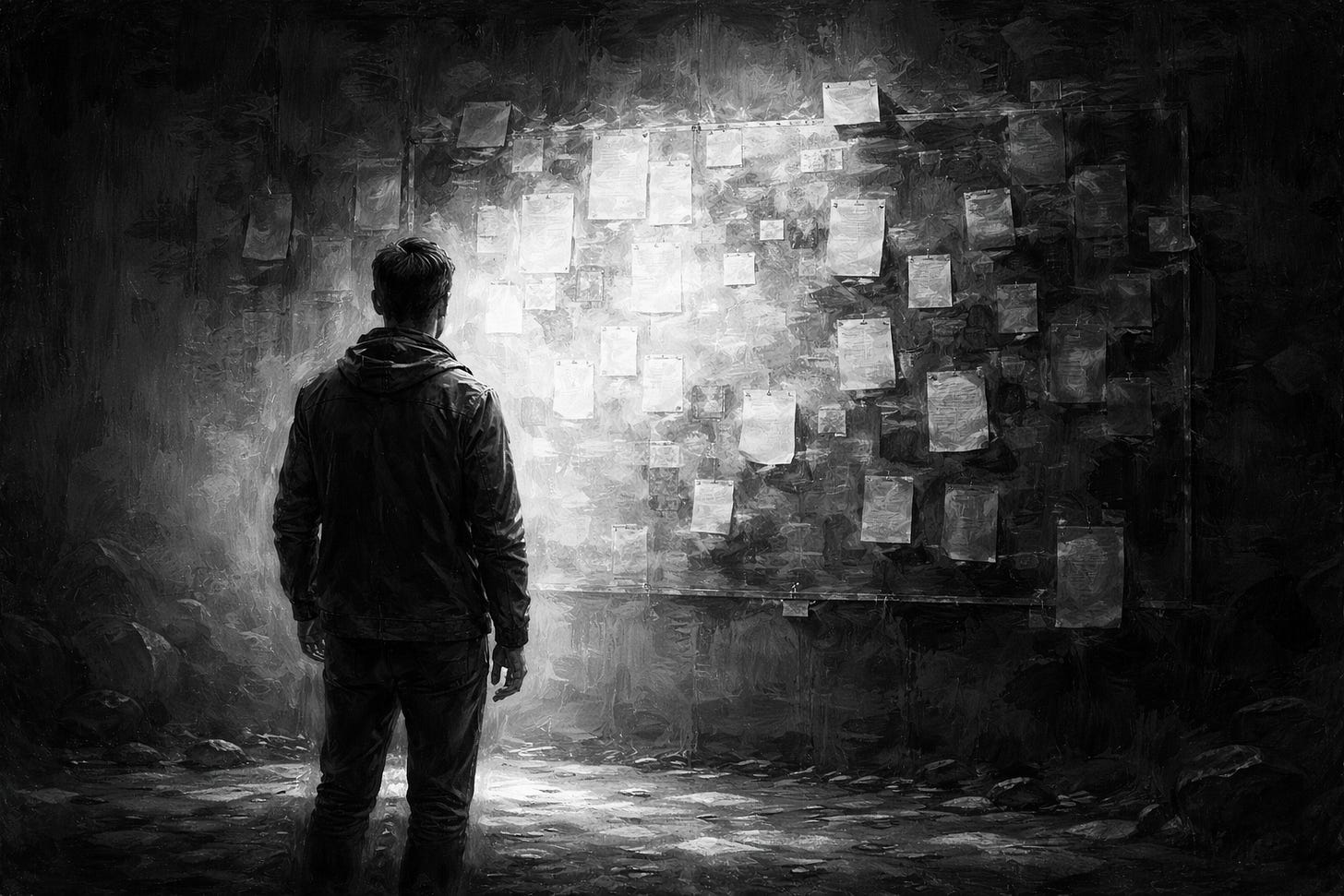 Man looking at a board