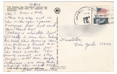 Postcard Rapids Big Thompson Canyon near Estes Park Colorado Larimer County - Picture 2 of 2