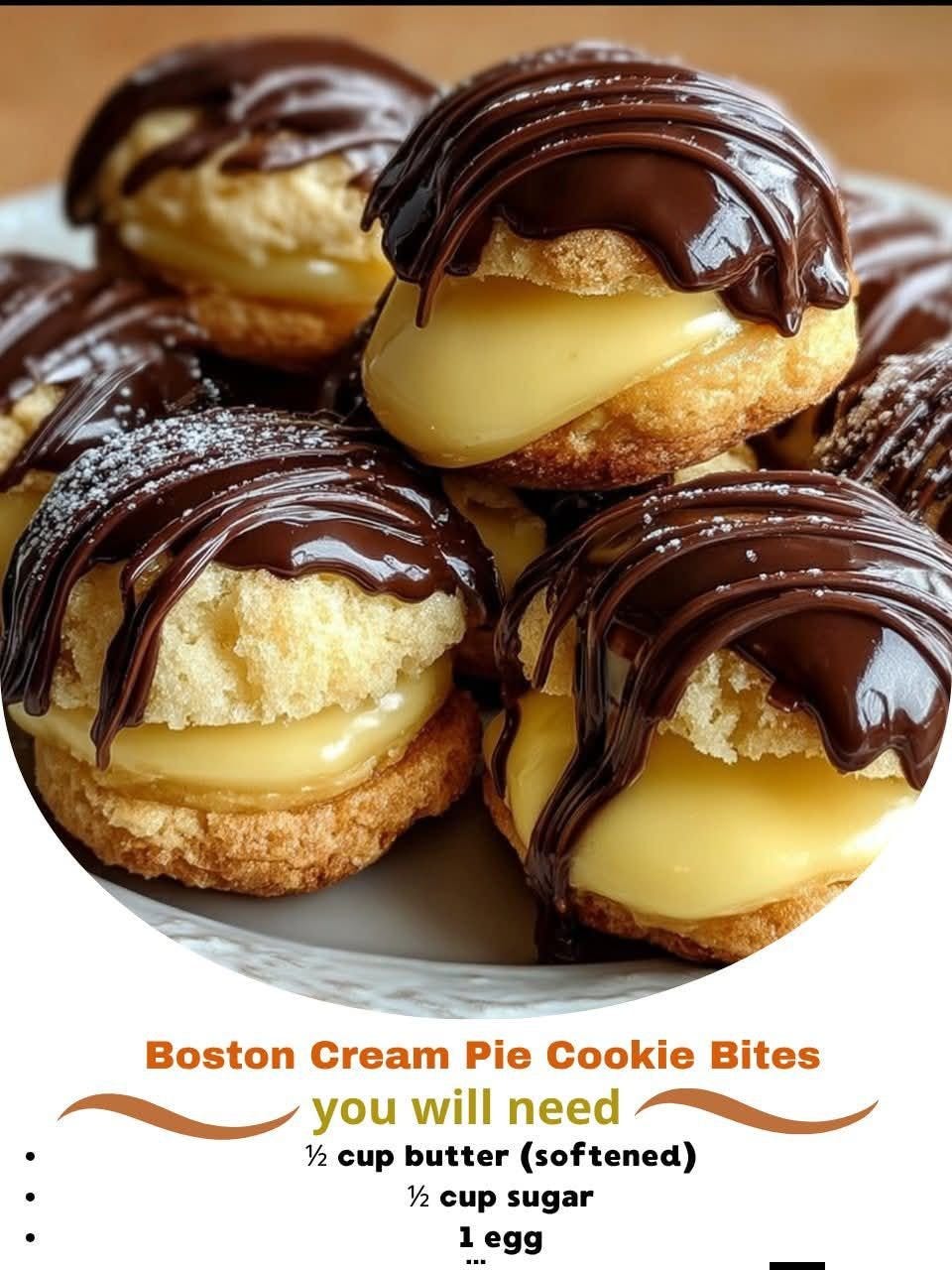 Boston Cream Pie Cookie Bites