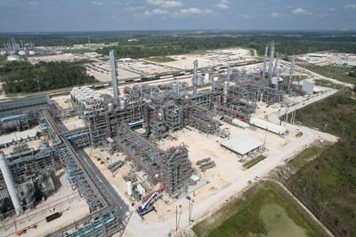 Photo of the new LyondellBasell propylene oxide and tertiary butyl alcohol (PO/TBA) unit in the Houston area. The facility is the largest of its kind in the world.