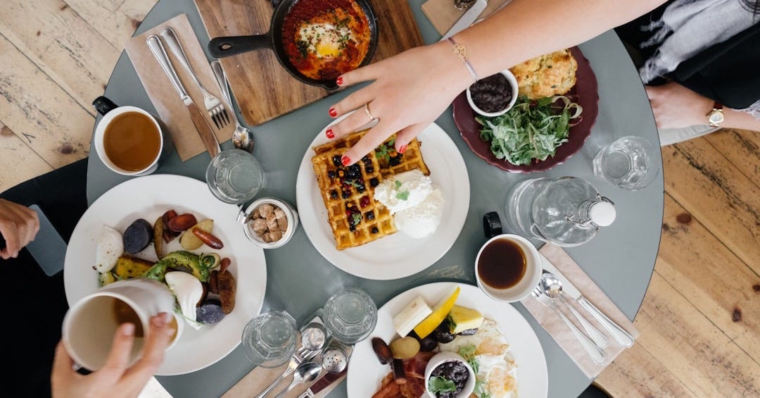 variety of foods on top of gray table