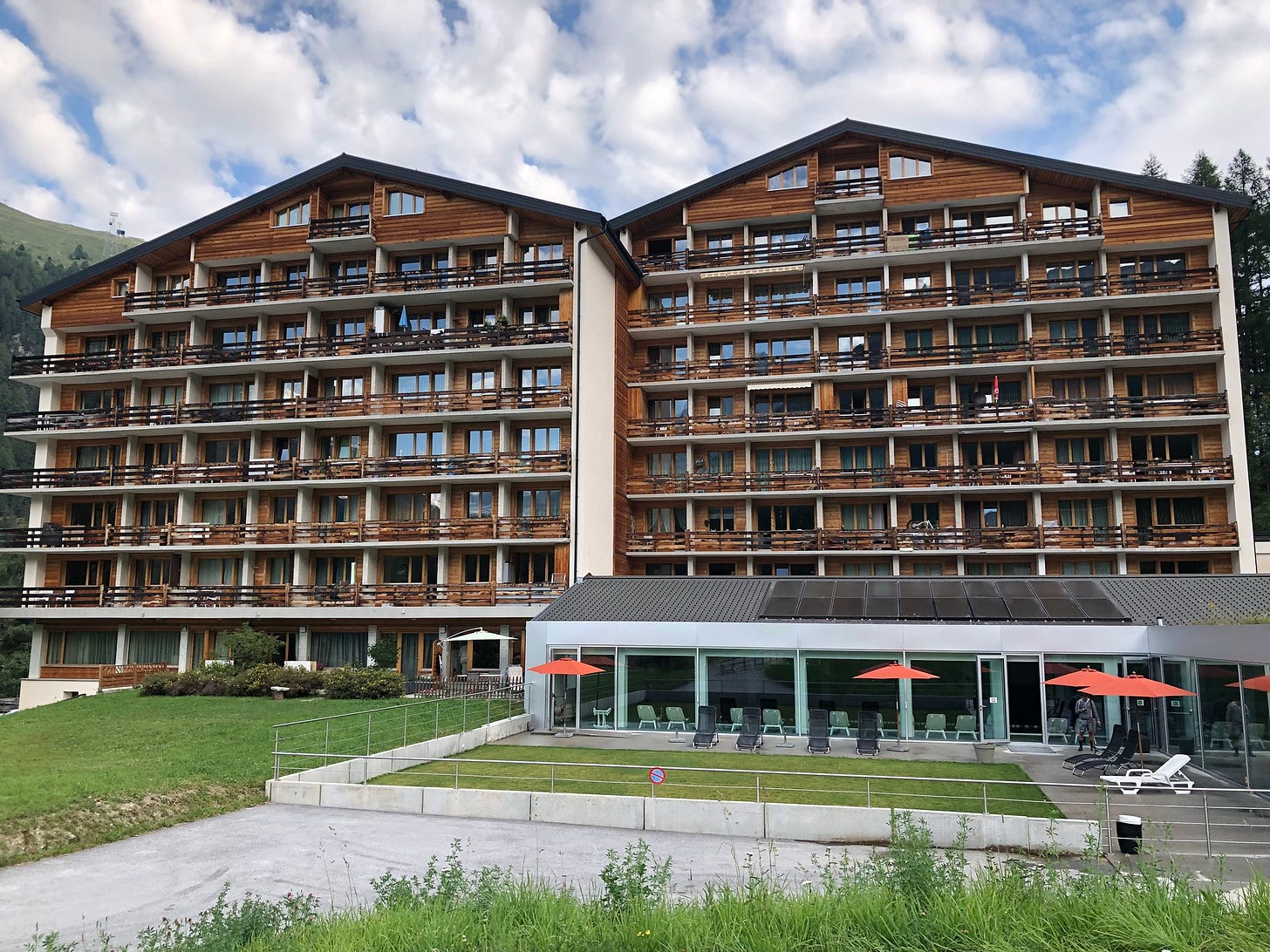 Zinal appears to be developing rapidly, building up its ski industry. There are lots of these huge ski chalets.