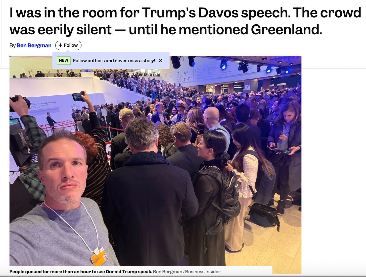 Bergman looking worried as he waits in line