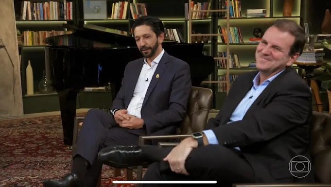 Ricardo Nunes e Eduardo Paes participam de programa 'Conversa com Bial'