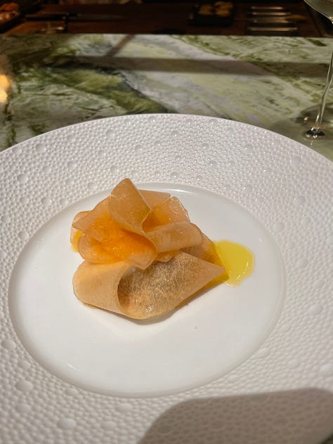 Images of beautifully plated meals at Quintonil in Mexico City