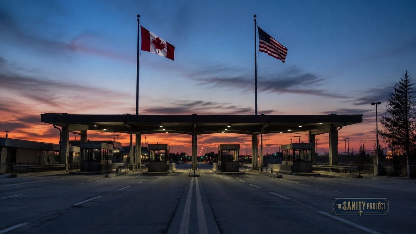 Empty border inspection booths ahead of the Gordie Howe Bridge opening