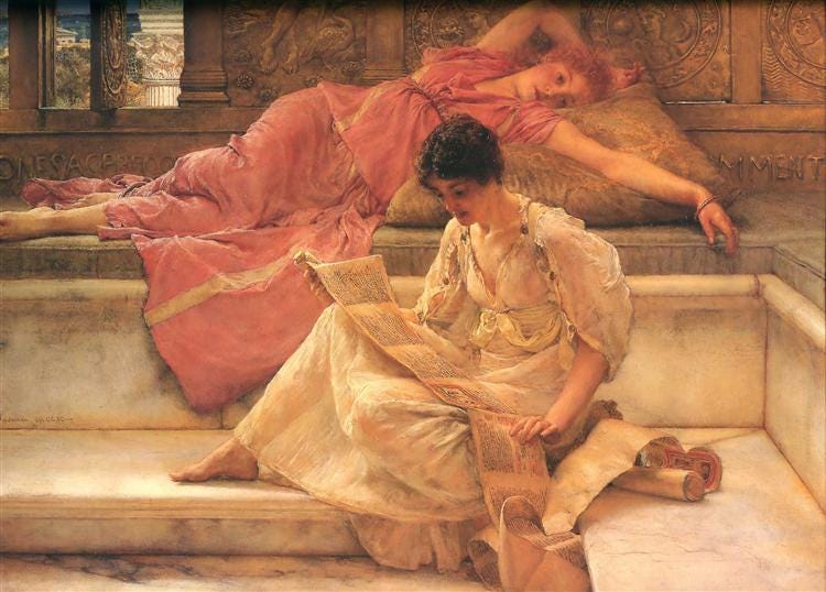 Lawrence Alma-Tadema, The Favourite Poet, 1888 via WikiArt/Public Domain Lawrence Alma-Tadema, The Favourite Poet, 1888 via WikiArt/Public Domain