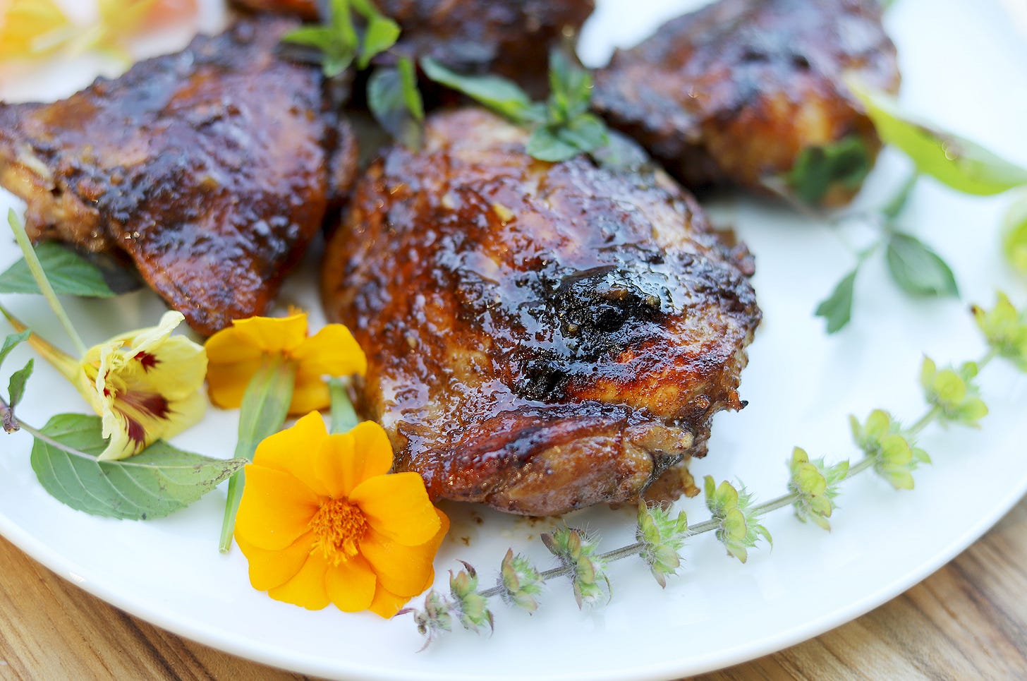 Marinated Balsamic-Lemon Chicken Thighs with pan sauce, Cook the Vineyard