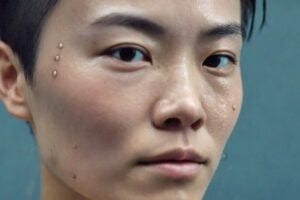 woman's sweaty face