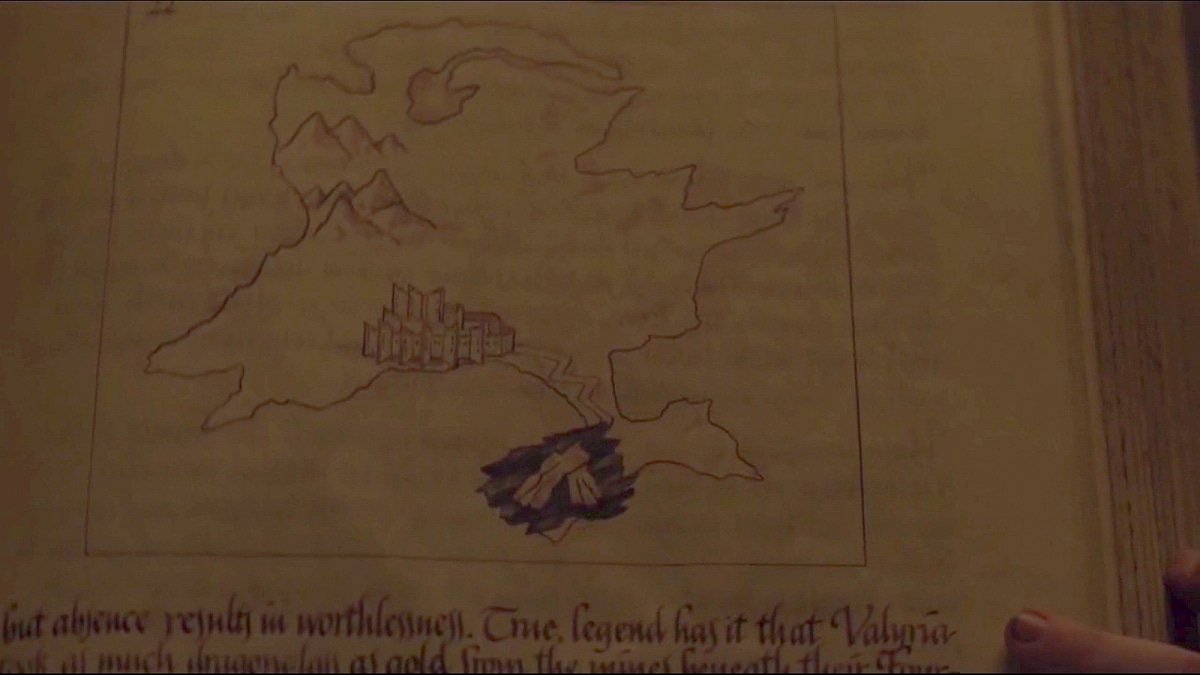 Oznaczenie Dragonstone na mapie w księdze Oznaczenie Dragonstone na mapie w księdze