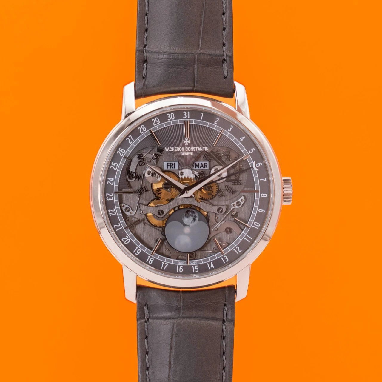 2022 Vacheron Constantin Traditionnelle Complete Calendar Openface 41 White Gold / Skeletonized / Strap 4020T/000G-B655 Listing Image 1