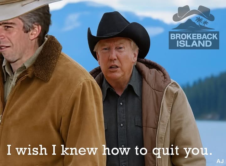 May be an image of 2 people and text that says '3) 养米 BROKEBACK ISLAND I wish I knew how to quit you. AJ' May be an image of 2 people and text that says '3) 养米 BROKEBACK ISLAND I wish I knew how to quit you. AJ'