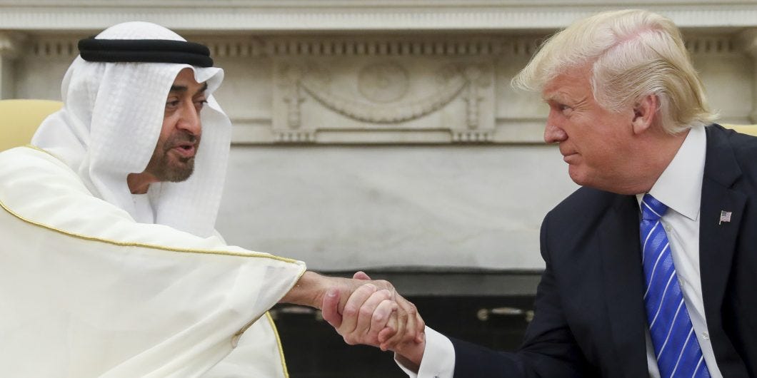 President Trump meets with UAE President Mohammed bin Zayed (MBZ).