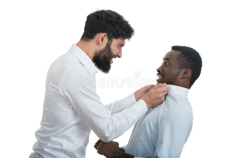 Closeup Portrait of Two Grown Mad Men Arguing, Stock Photo - Image of  black, displeased: 81874610