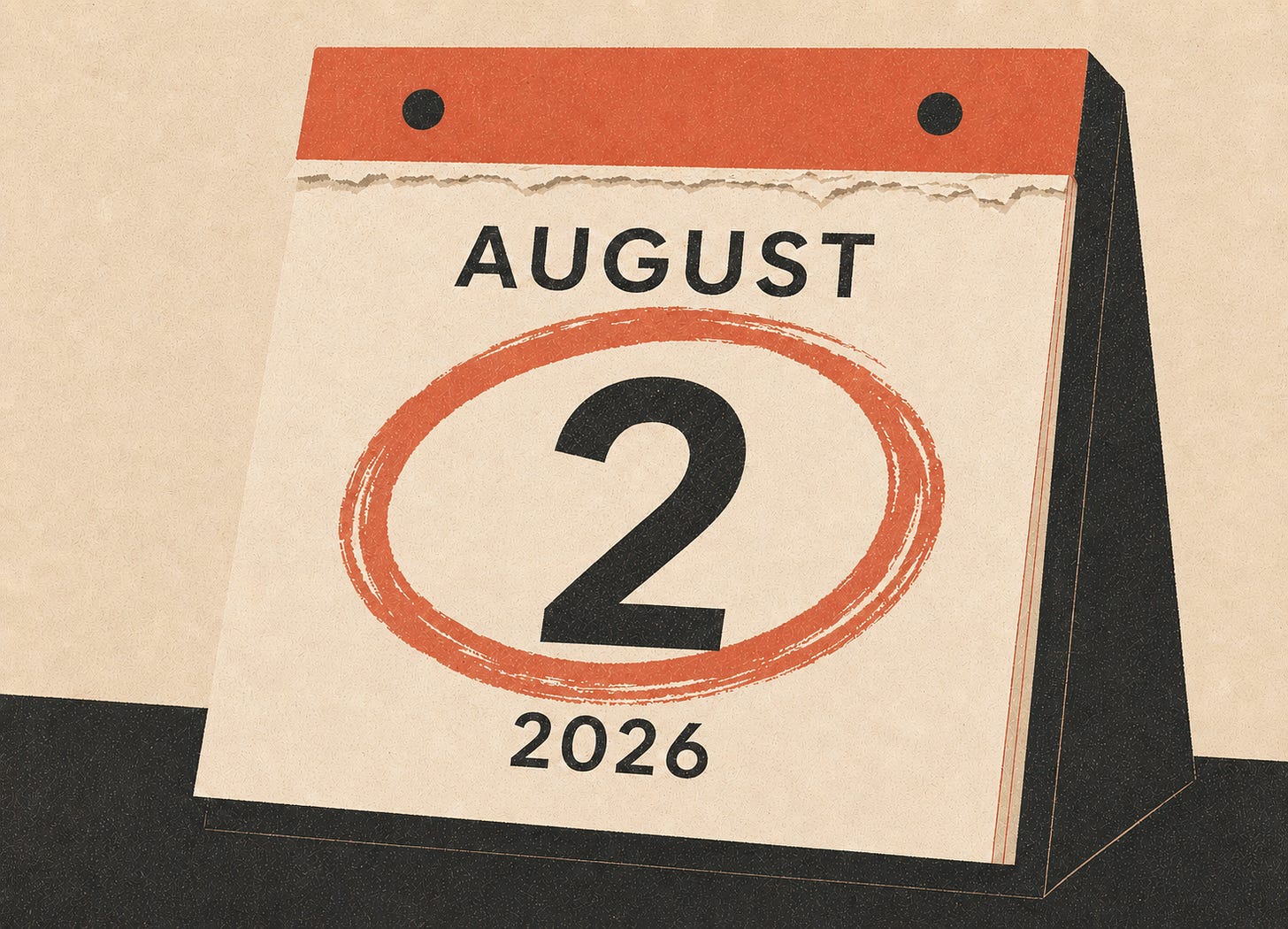 A desk calendar showing the date of August 2nd, 2026, with a circle around the date. A desk calendar showing the date of August 2nd, 2026, with a circle around the date.