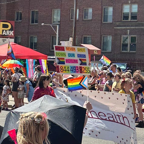 8 photos of a Pride parade. One photo of the Colorado Supreme Court Building with text reading "Liberty and Justice for All"