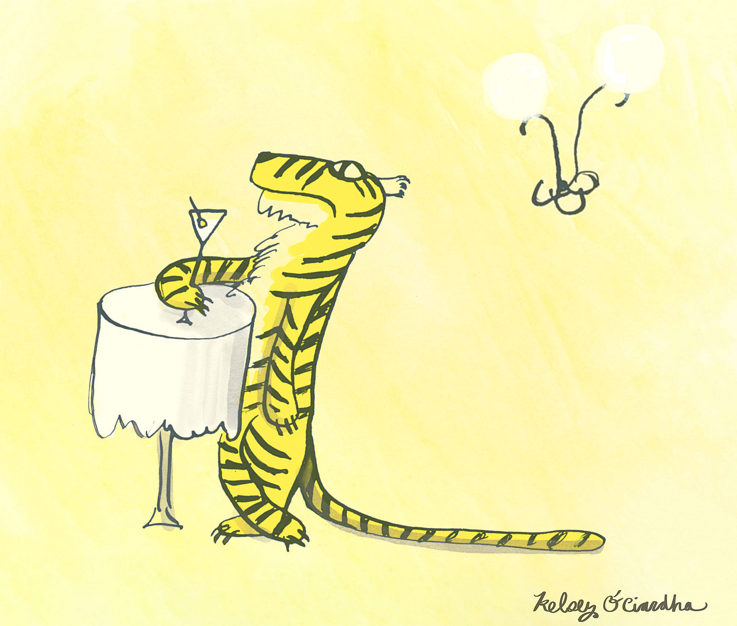 Tiger from Madeline drinking a martini Tiger from Madeline drinking a martini