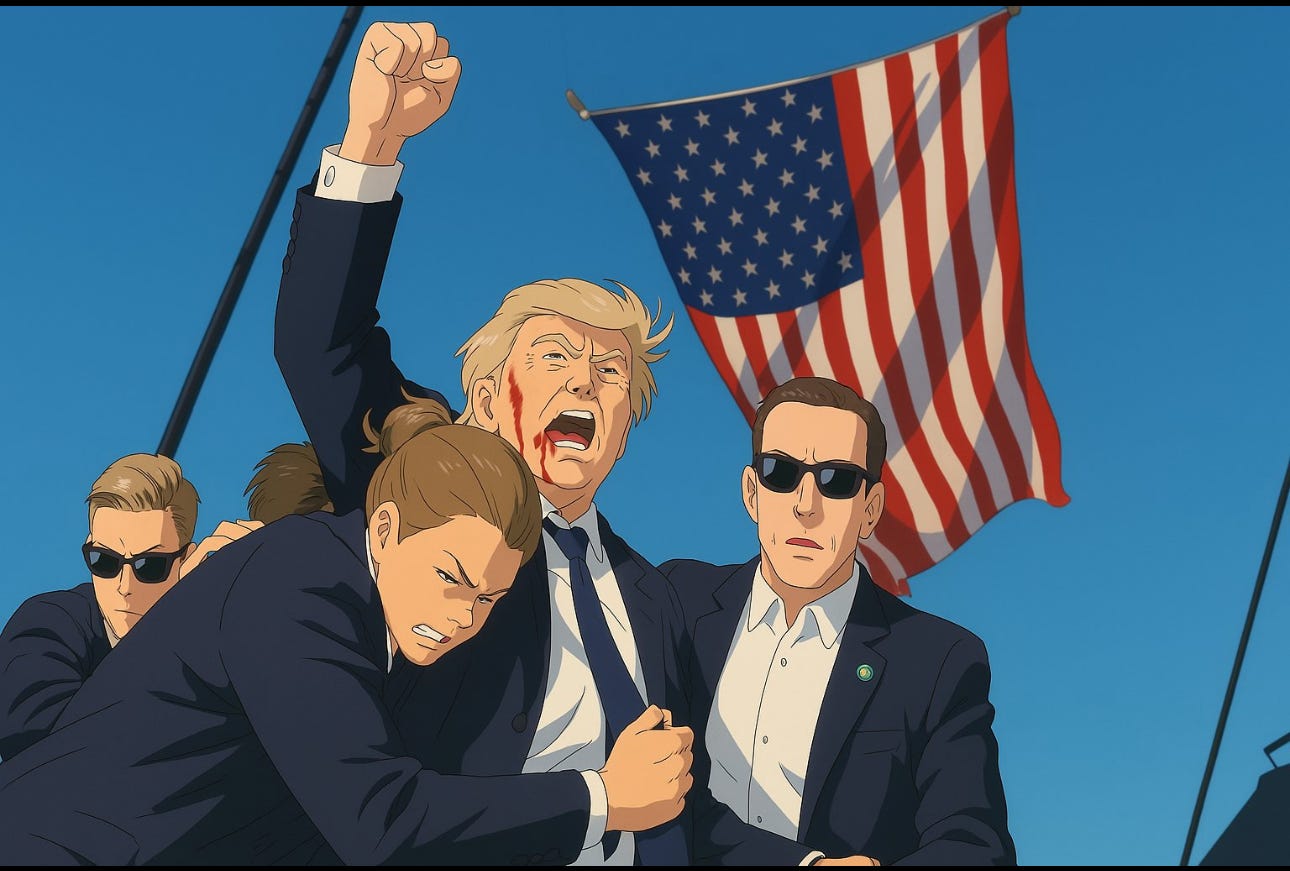 Trump survives assassination attempt  ghibli meme
