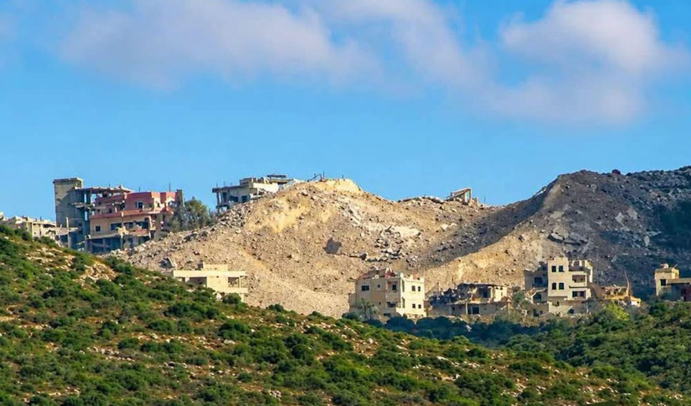 A view of Majdal Zoun following the large-scale Israeli detonation, South Lebanon (Social media)