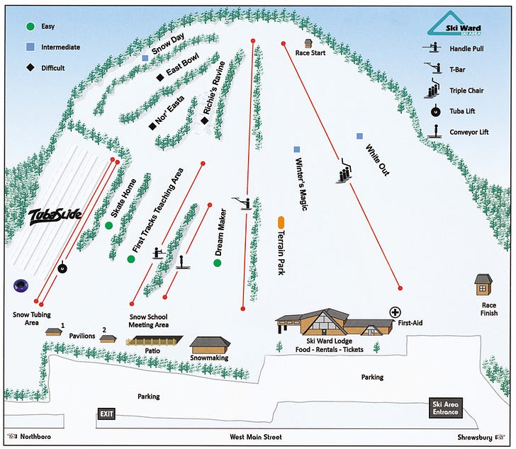 Ski Ward. The area covered by the L60 is the "First Tracks Teaching Area."