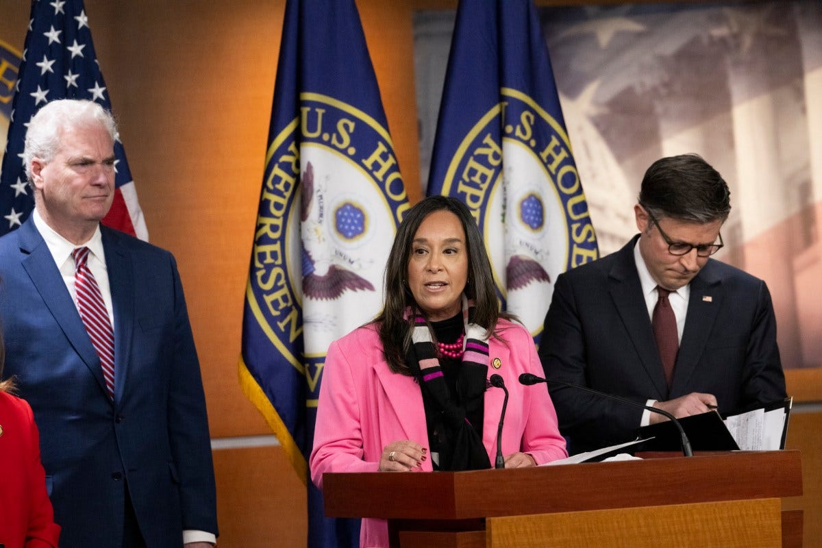 U.S. Rep. Monica De La Cruz, R- Edinburg, speaks at a Republican House Leadership press conference at the U.S. Capitol in Washington, D.C., on Feb. 5, 2025.