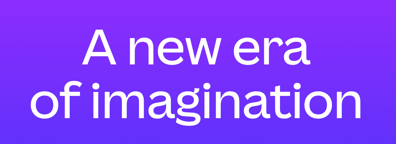 "A new era of imagination" on purple background