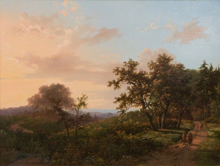 'Bosrijk landschap met heuvelen' - olieverf op paneel: M.A. Koekkoek (herkomst: coll. B.C. Koekkoek-Haus, Kleve bruikleen Freundeskreis Museum Kurhaus und Koekkoek-Haus Kleve e.V.) 'Bosrijk landschap met heuvelen' - olieverf op paneel: M.A. Koekkoek (herkomst: coll. B.C. Koekkoek-Haus, Kleve bruikleen Freundeskreis Museum Kurhaus und Koekkoek-Haus Kleve e.V.)