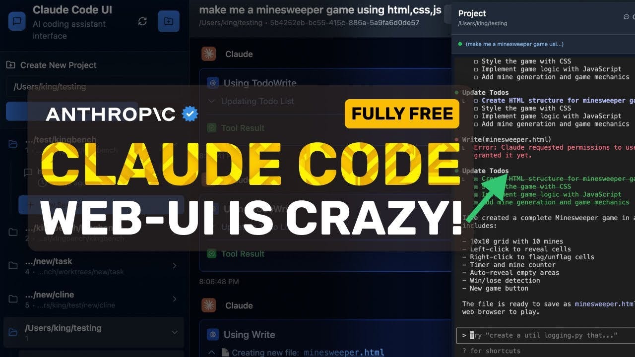 Claude Code Web-UI: This is THE BEST Web UI for USING Claude Code from  ANYWHERE! Claude Code Web-UI: This is THE BEST Web UI for USING Claude Code from  ANYWHERE!