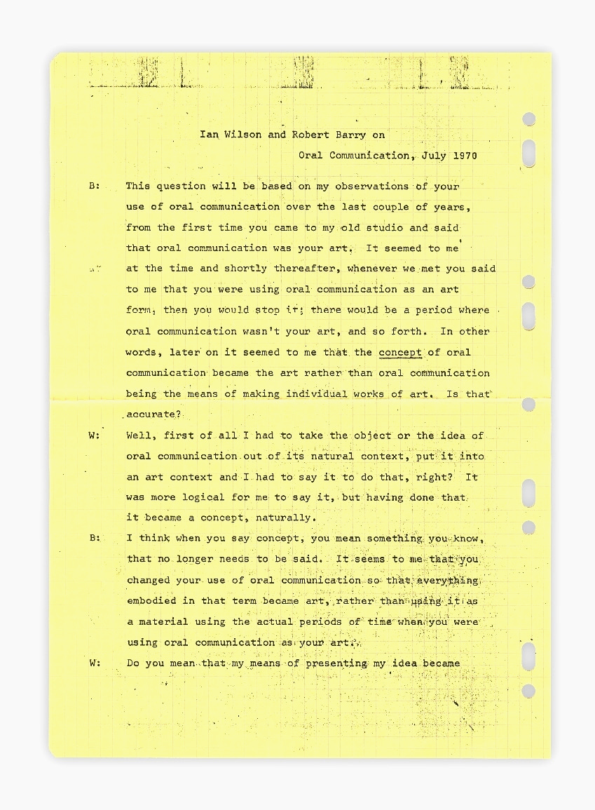 Ian Wilson, Discussion, 10th of July 1970, (photocopy on seven sheets), 1970 [MoMA, New York, NY. © Ian Wilson]