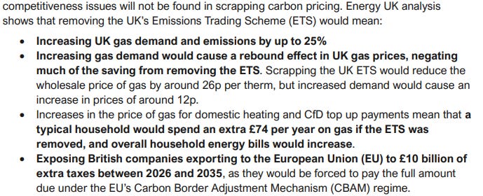Figure 3 - Energy UK Impact of Removing UK ETS