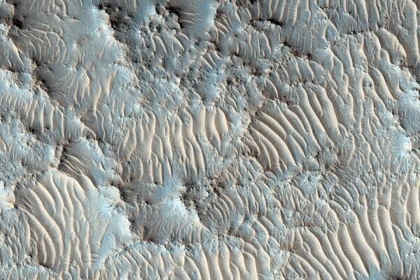 An image obtained by the Mars Reconnaissance Orbiter in 2015 of the Jezero Crater. An image obtained by the Mars Reconnaissance Orbiter in 2015 of the Jezero Crater.