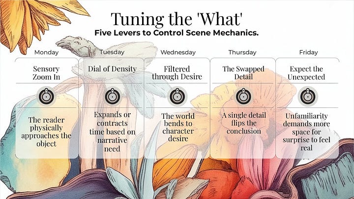 Five exercises tune the "what", the last two tune the "when"