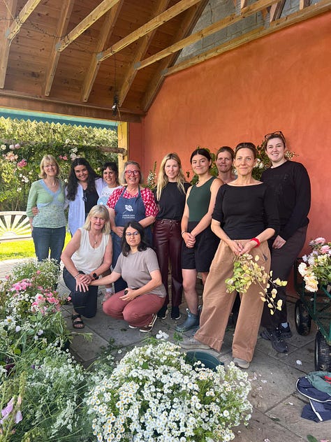Photos from previous eco floristry retreats at Common Farm Flowers in Somerset