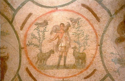 Images from the Vatican website of artwork preserved in the catacombs from the early centuries of Christianity.