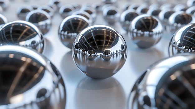 Closeup of multiple reflective chrome spheres on a smooth surface ... Closeup of multiple reflective chrome spheres on a smooth surface ...