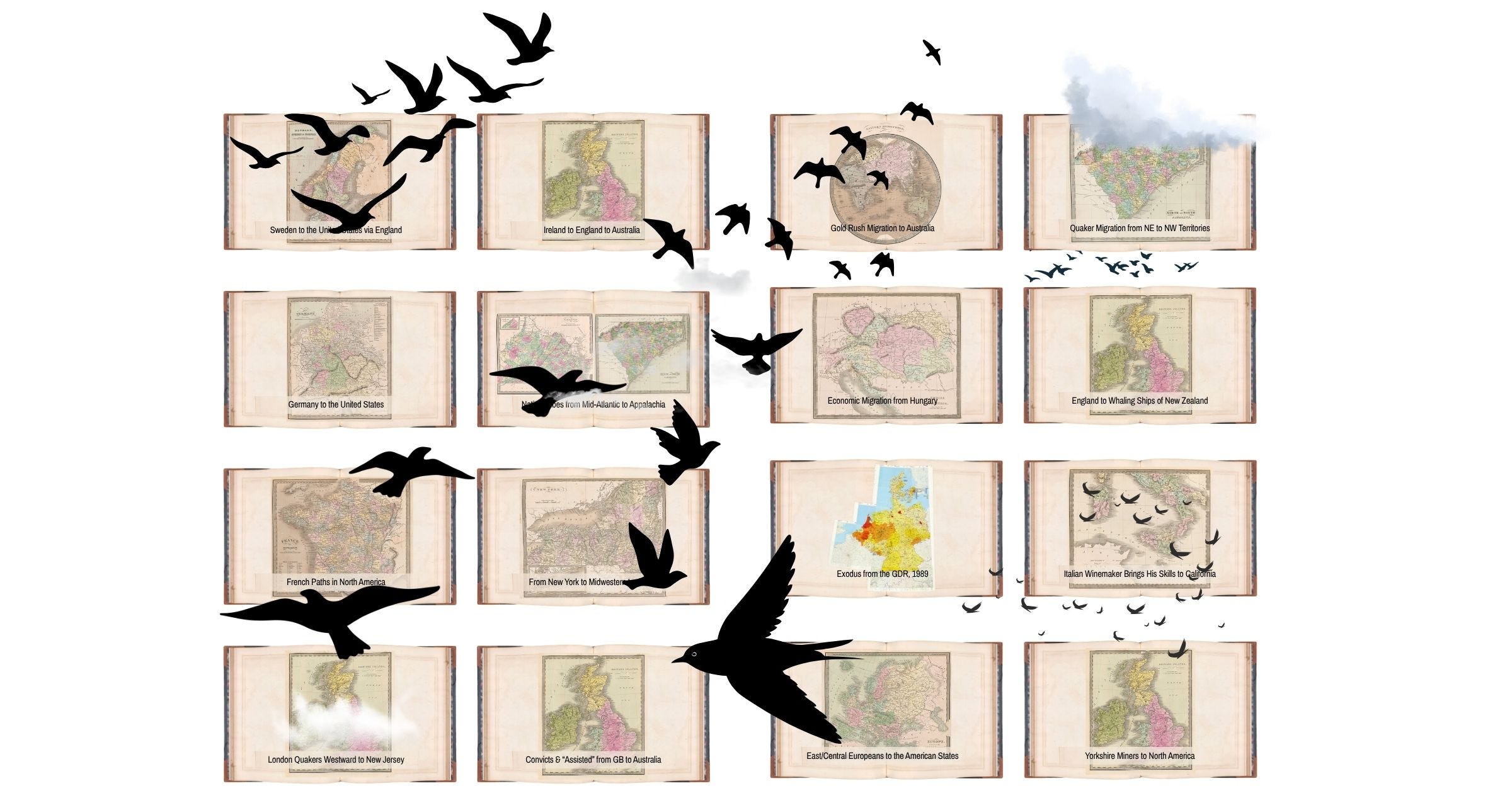Pages from the “Universal Atlas: Comprising Separate Maps of All the Principal Empires, Kingdoms & States Throughout the World and Forming a Distinct Atlas of the United States” by Jeremiah Greenleaf, 1849, and other maps. Source: davidrumsey.com