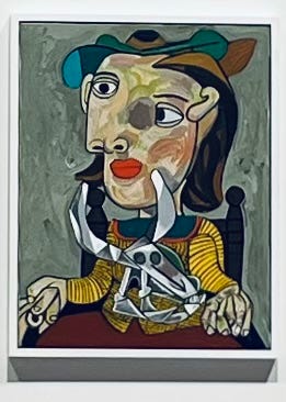 Image of one small painting in a series: Pleasure of Picasso by Keiichi Tanaami:  ICA Miami (2024–25)