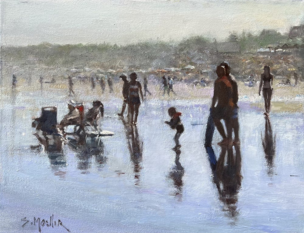 A painting of people on a beach

Description automatically generated