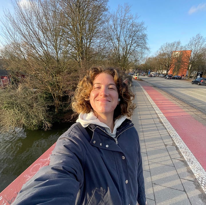 L: a homemade raspberry matcha R: Maeve cheesing in the sun