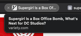 Screenshot of the article's title, “Supergirl Is a Box Office Bomb, What’s Next for DC Studios?”