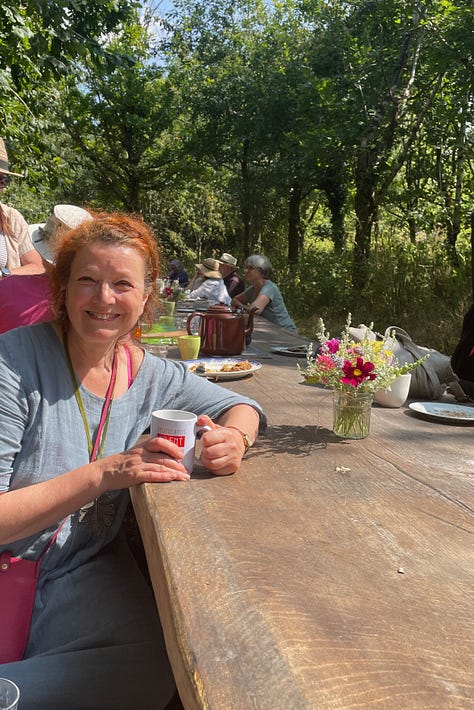 a tea party on the great oak table with Elizabeth-Jane Baldry