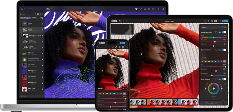 Pixelmator app on an Apple Mac computer, iPhone and iPad Pixelmator app on an Apple Mac computer, iPhone and iPad