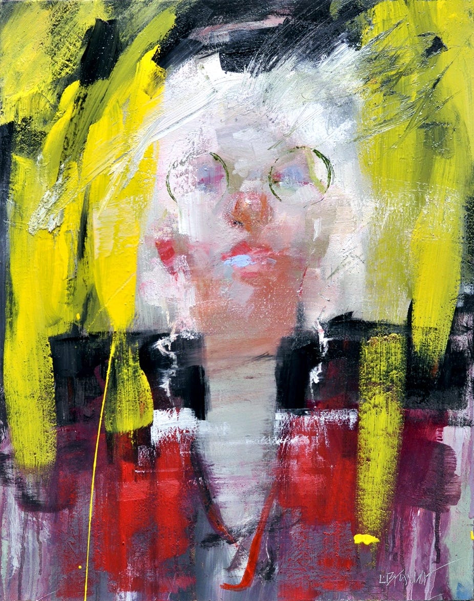 A painting of a person with glasses

Description automatically generated