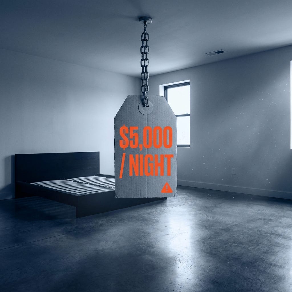 Vacant room with an oversized unmet price tag Vacant room with an oversized unmet price tag
