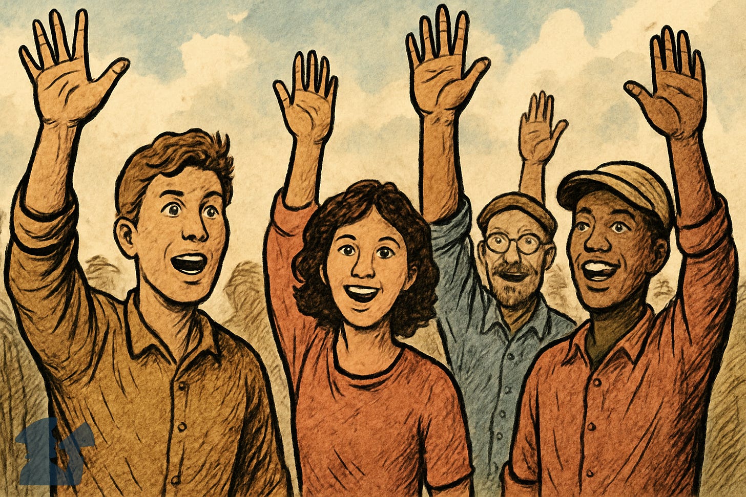 Illustration of eager volunteers for the Chaska Protests Illustration of eager volunteers for the Chaska Protests