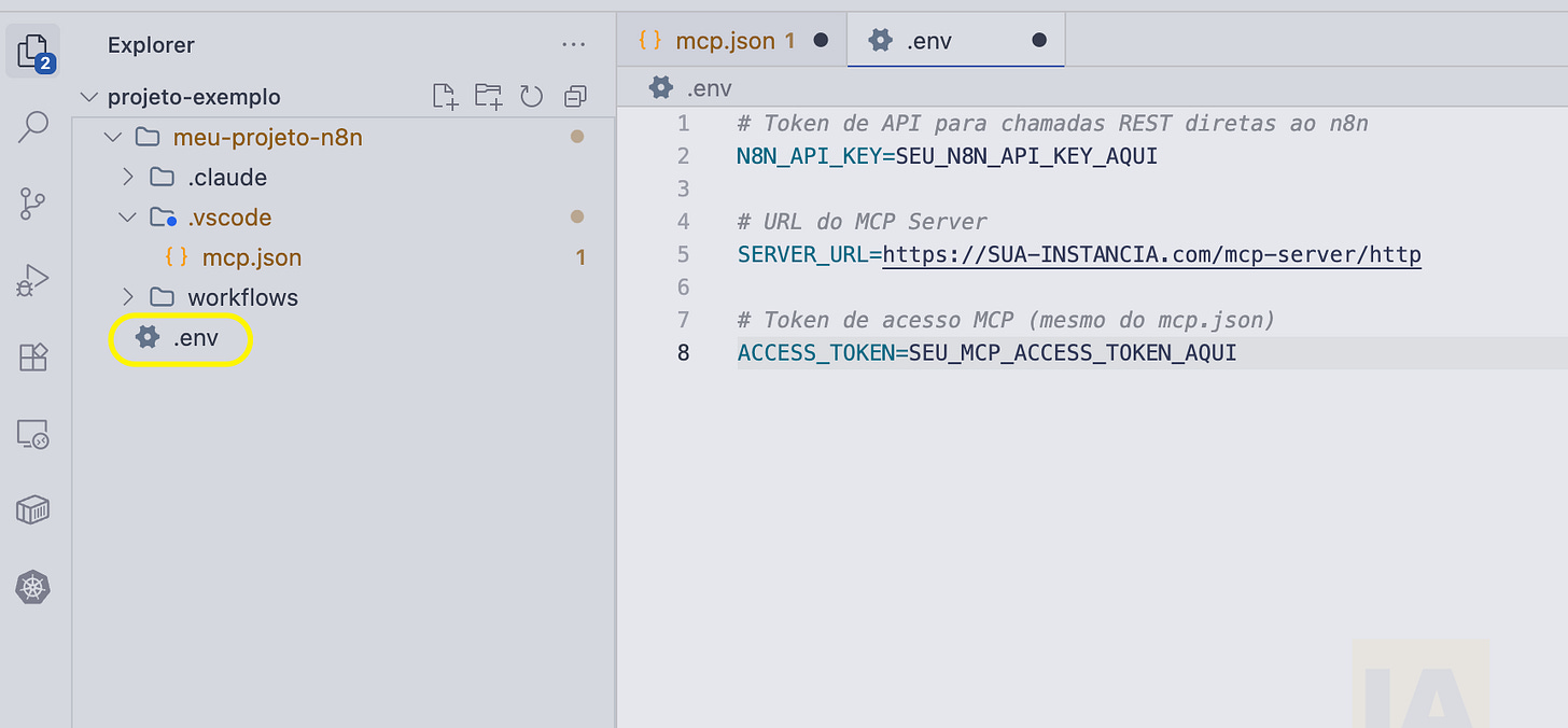 Configuração do arquivo .env para variáveis de ambiente